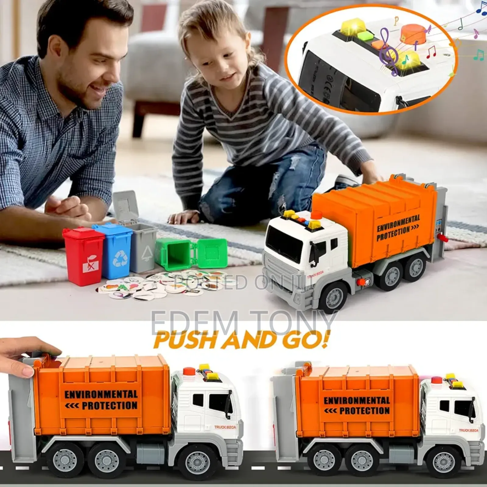 Friction-Powered Toy Sanitation Truck Designed for Kids