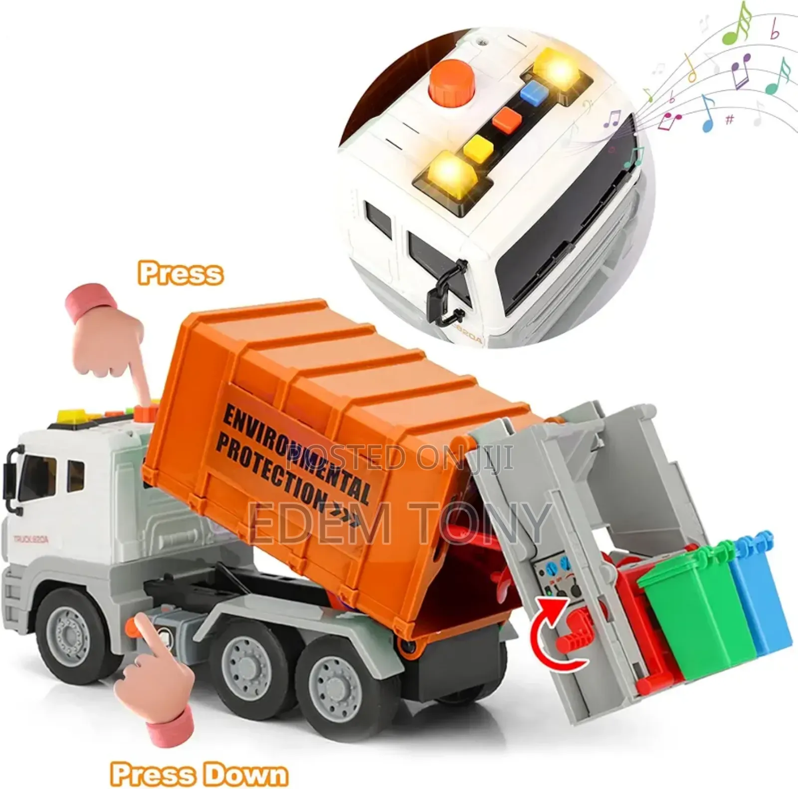 Friction-Powered Toy Sanitation Truck Designed for Kids