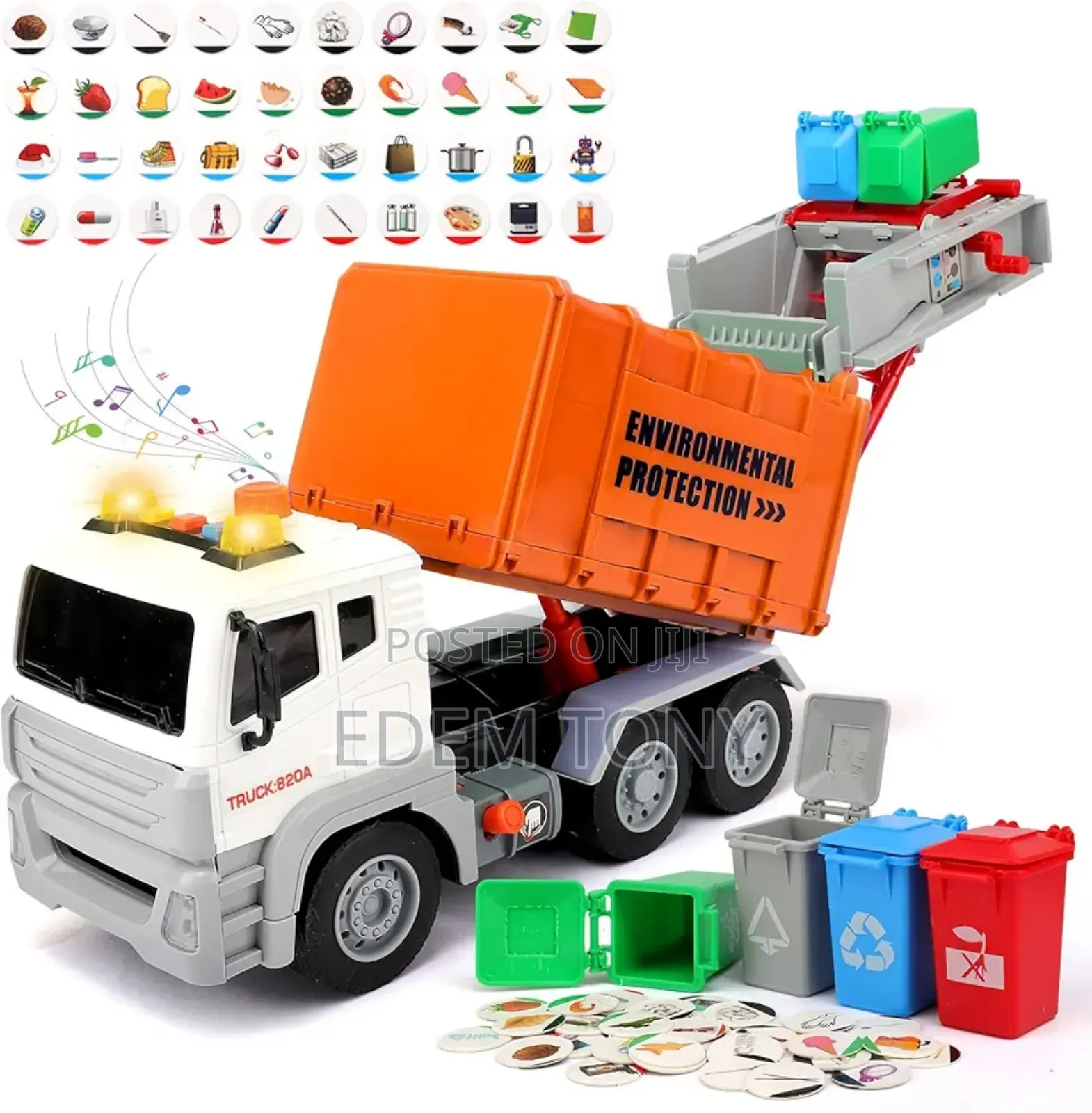 Friction-Powered Toy Sanitation Truck Designed for Kids