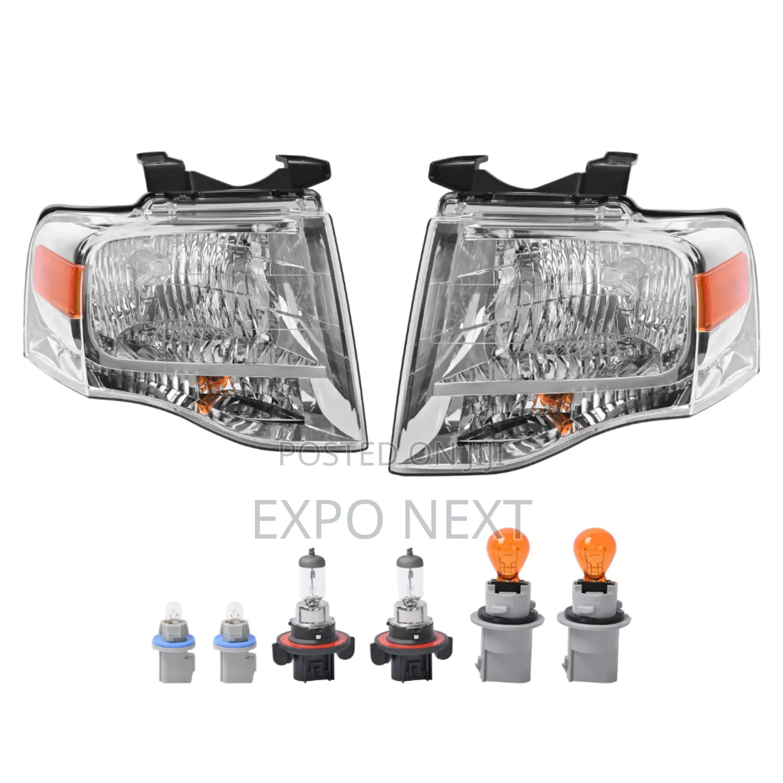 Pair Chrome Headlights For Ford Expedition 2007-2014