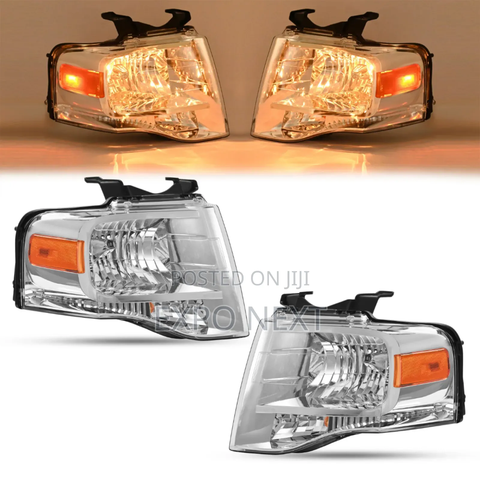 Pair Chrome Headlights For Ford Expedition 2007-2014