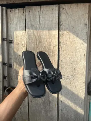Black Leather Butterfly Ladies Slippers