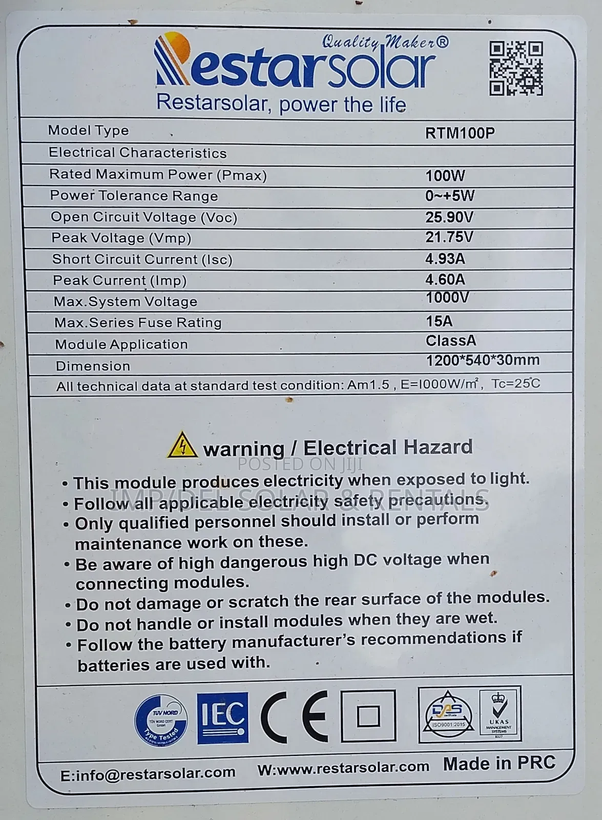 100watts Poly Solar Panel
