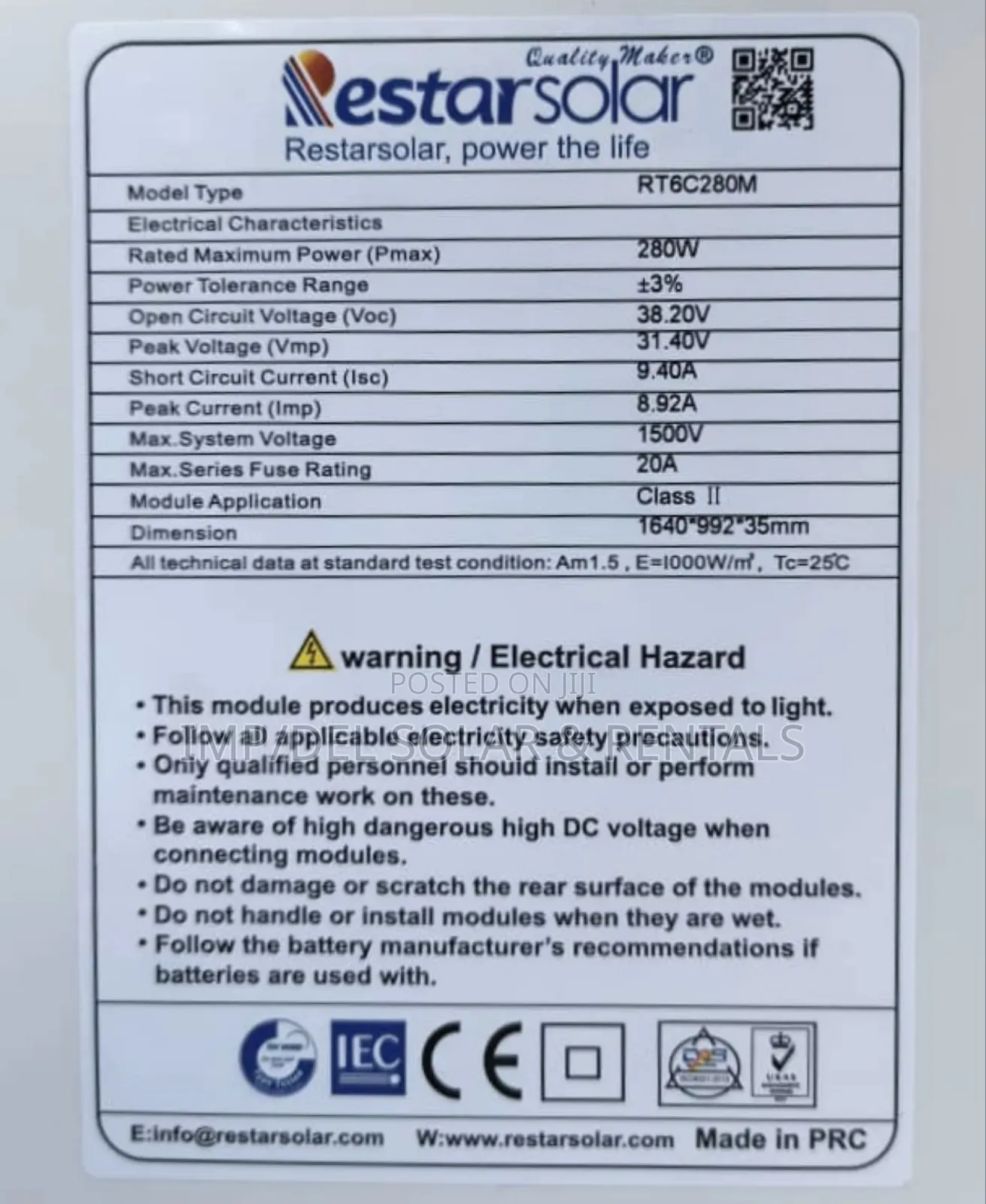 Quality 280w Mono Solar Panel for Sale