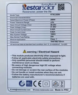 Quality 280w Mono Solar Panel for Sale