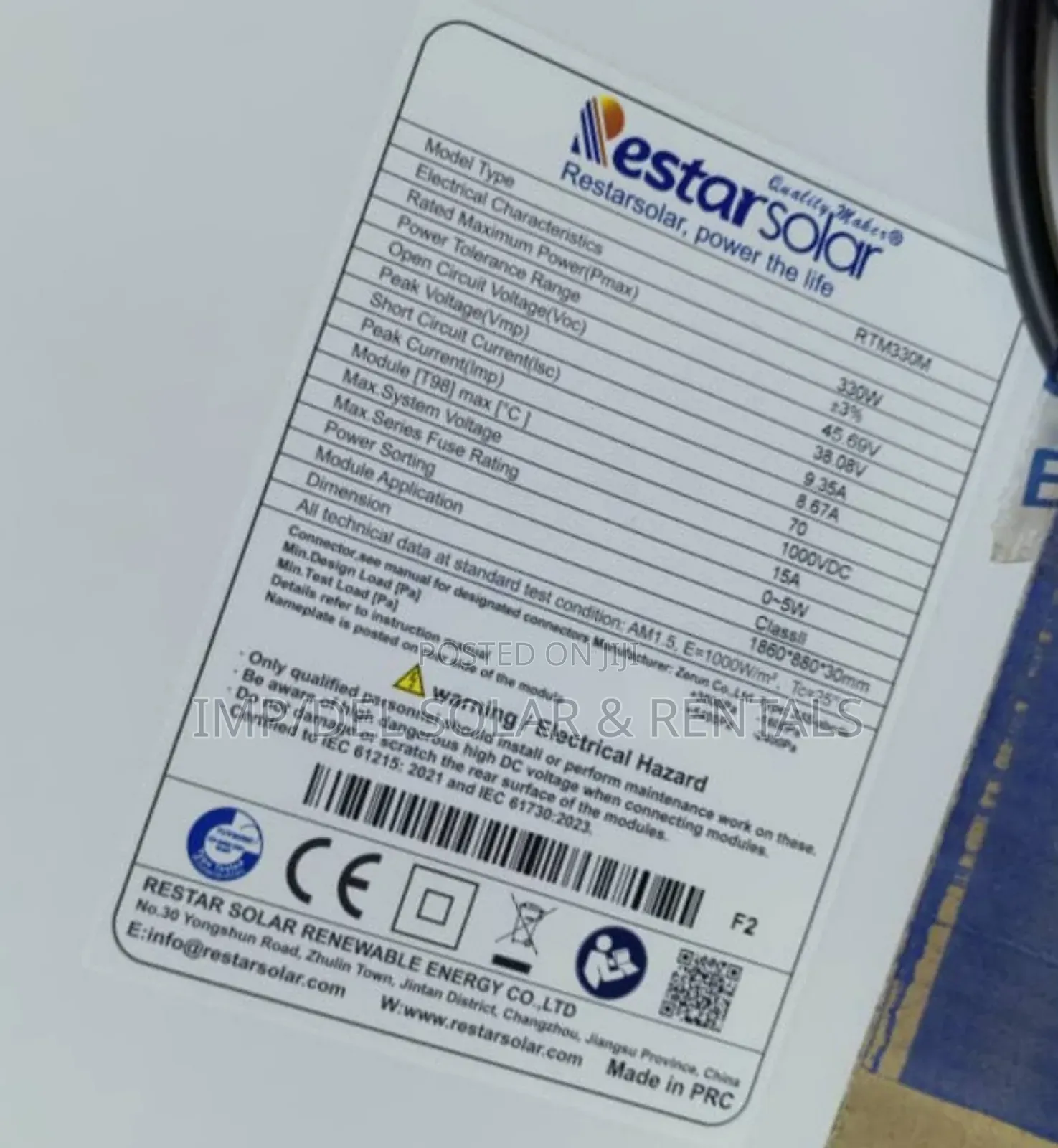 330w Mono Solar Panel