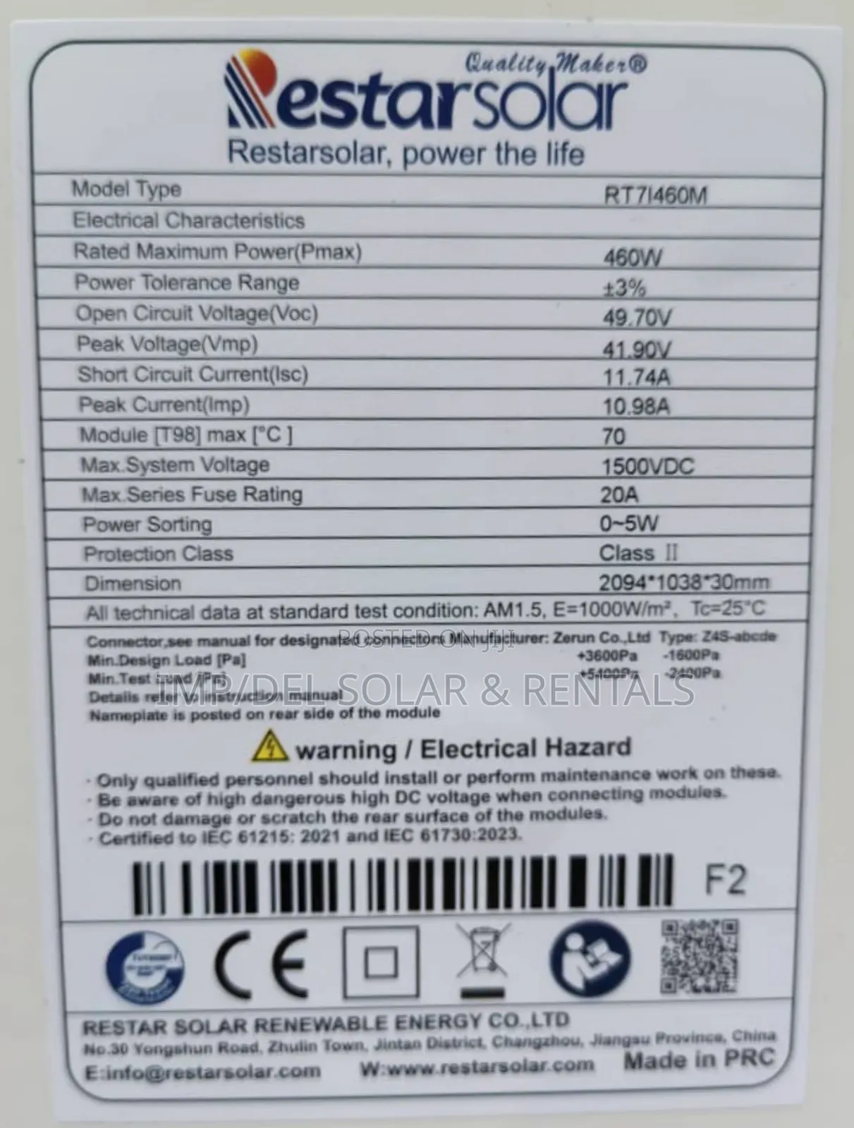 460w Mono Half-Cut Solar Panel