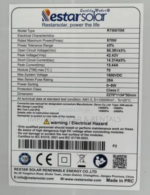 570watts Mono Solar Panel For Sale