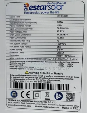 580w Solar Panel Mono