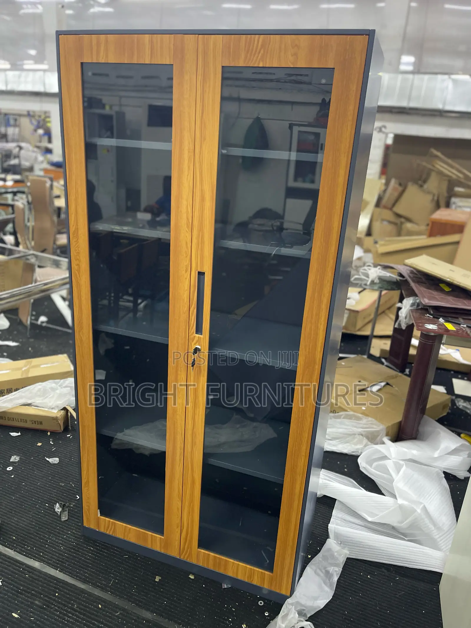 Glass Door Office Cabinet With Shelves