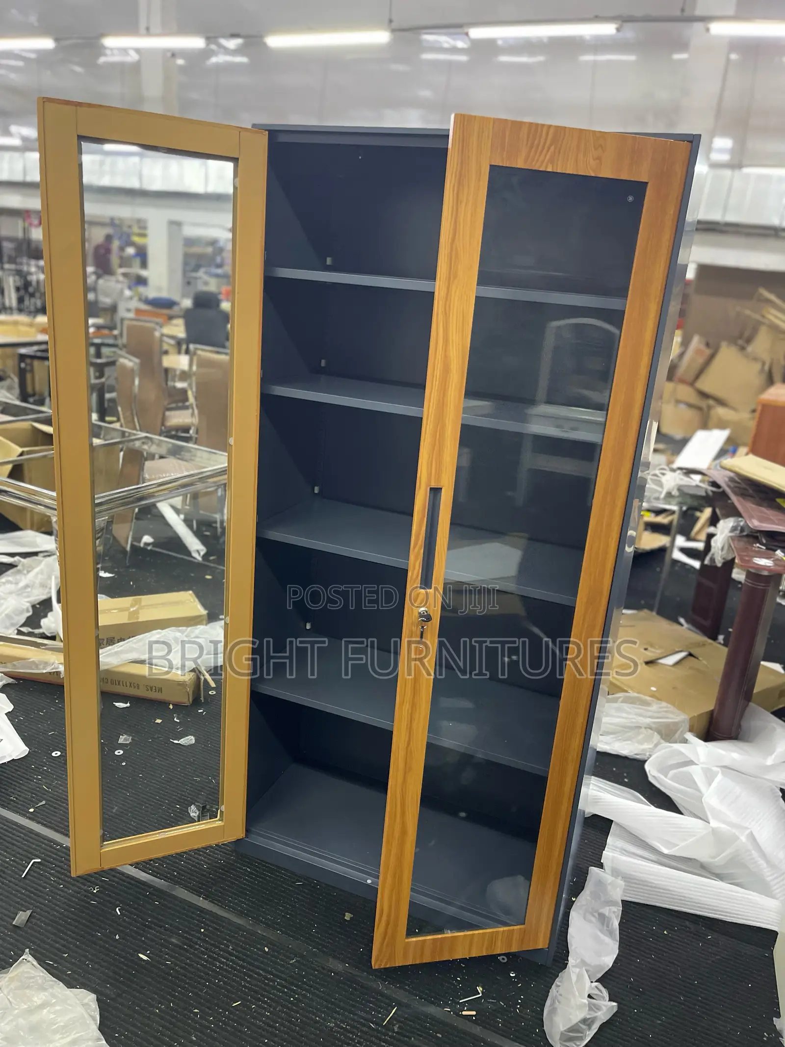 Glass Door Office Cabinet With Shelves