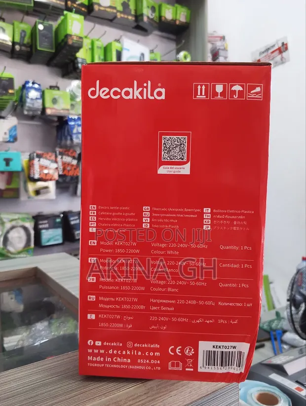 Decakila Electric Kettle-Plastic 1.7l (Kelt027w) 2
