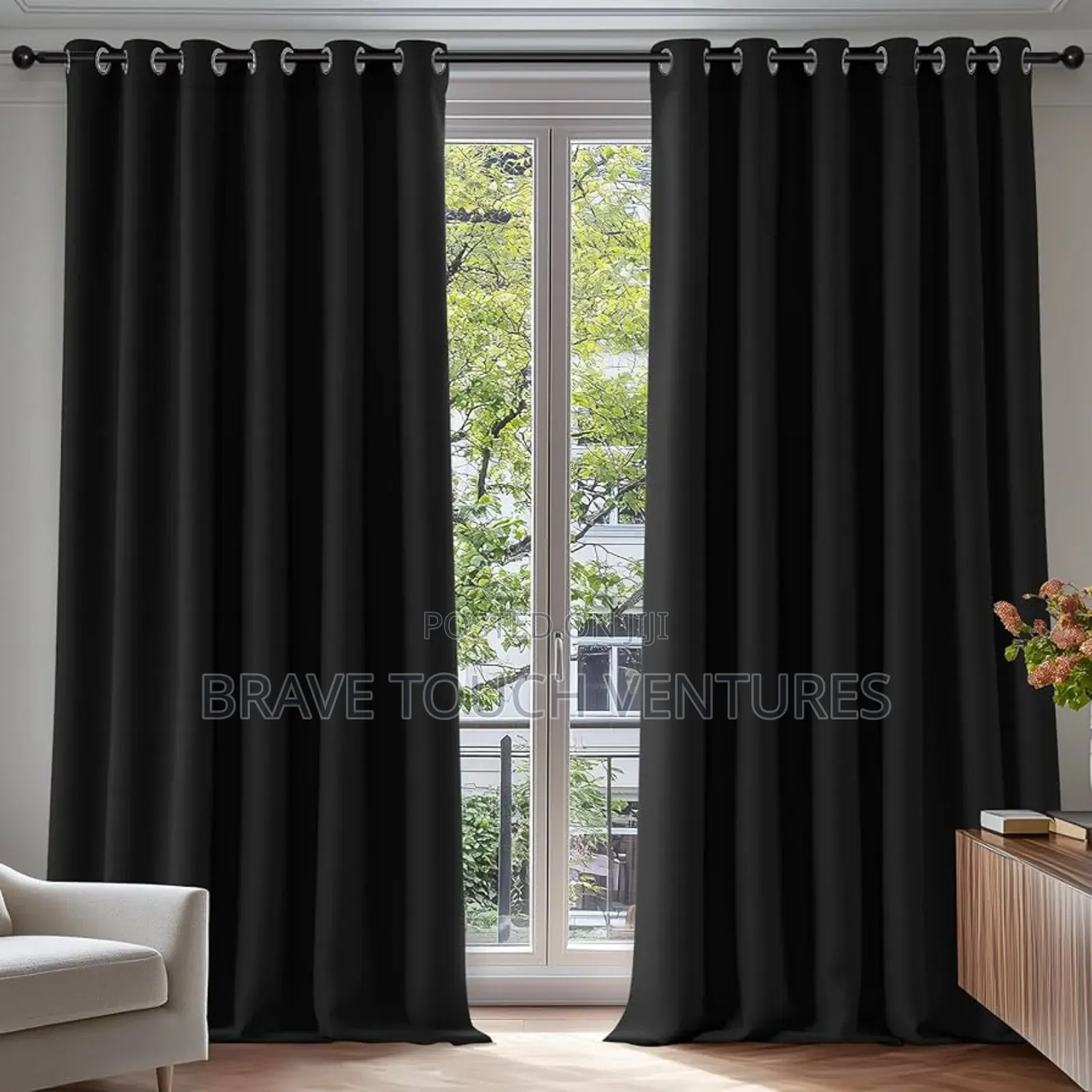 2 Pieces Blackout Curtains for Doors and Windows - Black