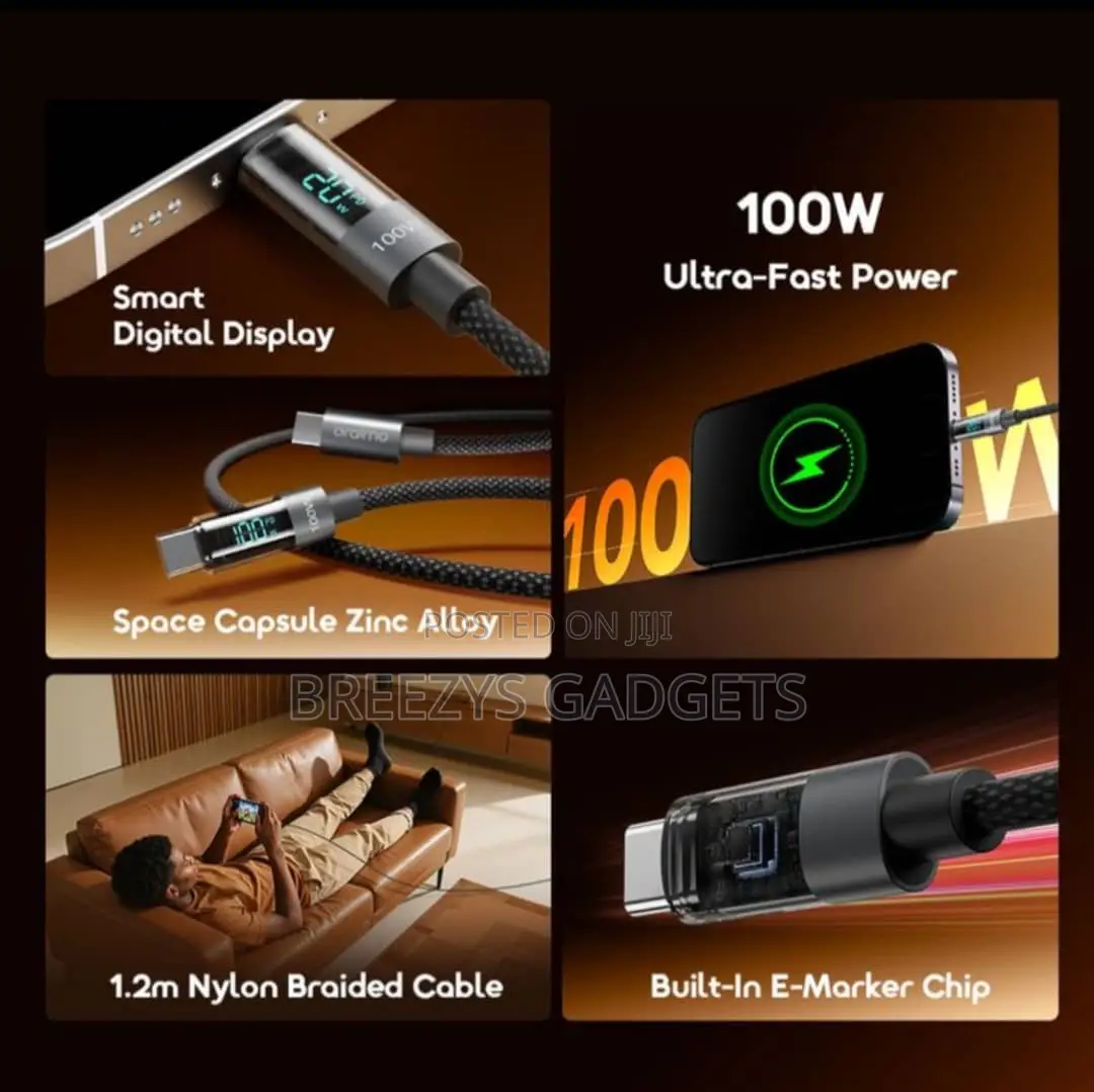 Oraimo Digiline 100 Watts Type C to C Data Cable With Display