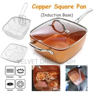Durable Copper Pan With Frying Basket Less Oil.