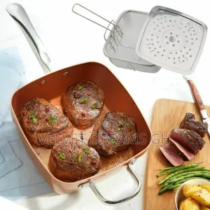 Durable Copper Pan With Frying Basket Less Oil.