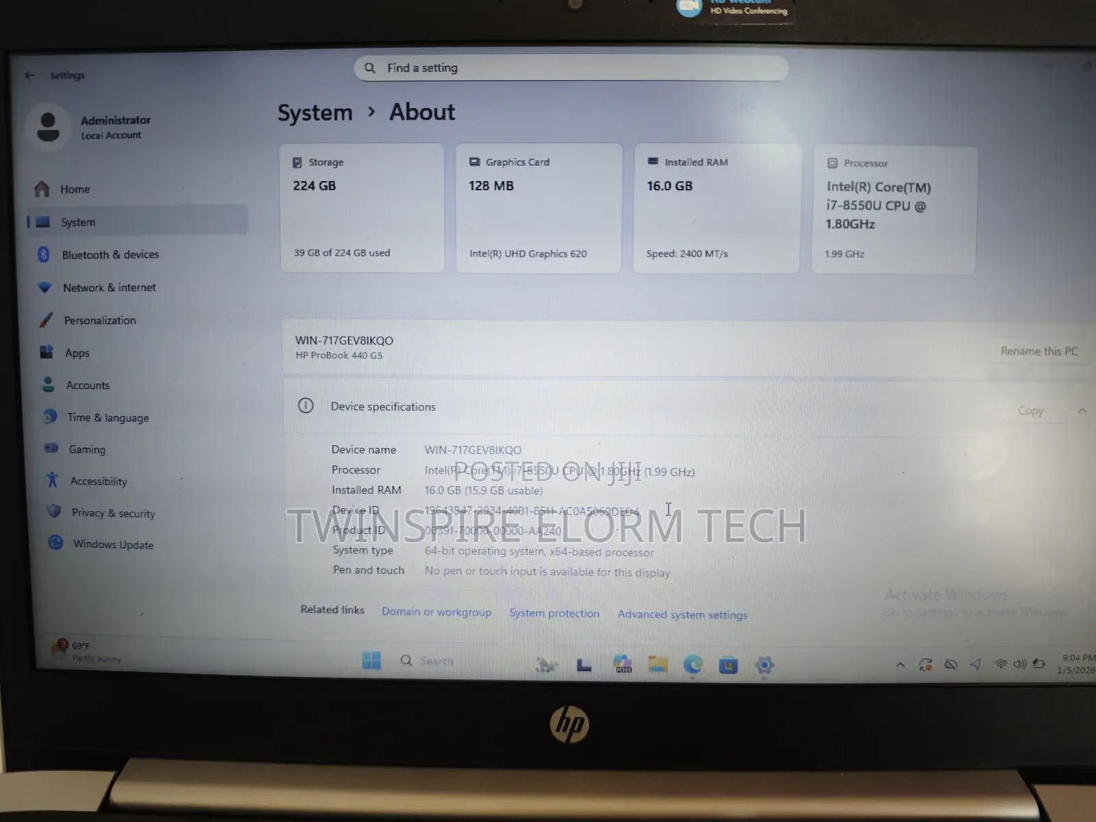 Laptop HP ProBook 440 G5 16GB Intel Core I7 SSD 256GB