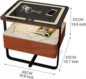 Modern Bedside Table With Password, Smart Side Table With Charger