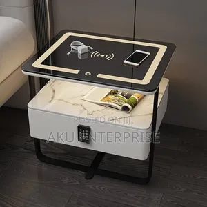 Modern Bedside Table With Password, Smart Side Table With Charger