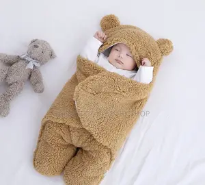 Baby Fleece Swaddle Blanket With Bear Ears