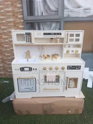 Realistic Kids Wooden Play Kitchen With Accessories Light Sound