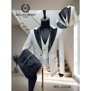 Elegant Classic Turkish Melano 3-Piece Tuxedo Men's Suit With Stones