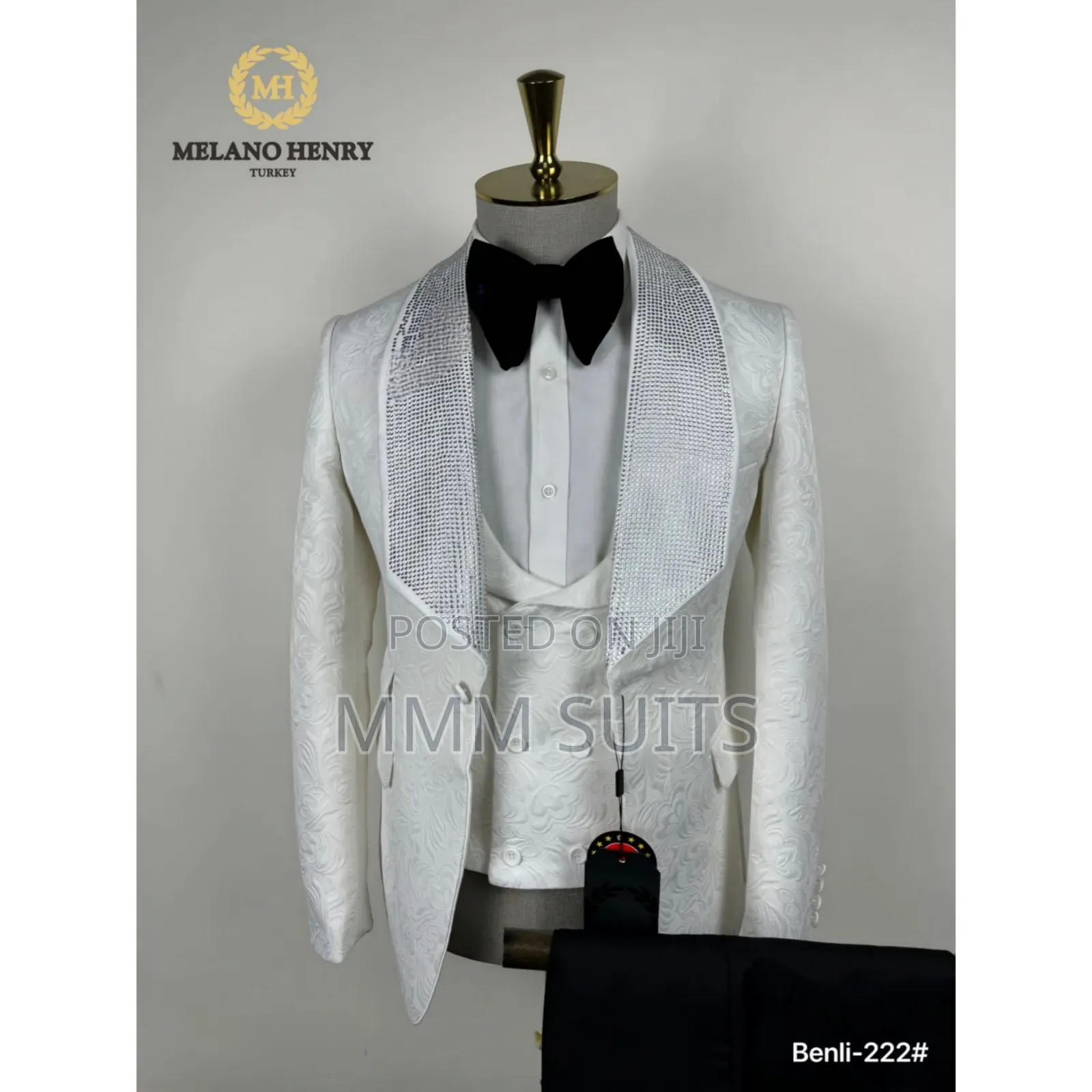3-Piece Classic Big Lapel Turkish Tuxedo Men's Suit With Stones