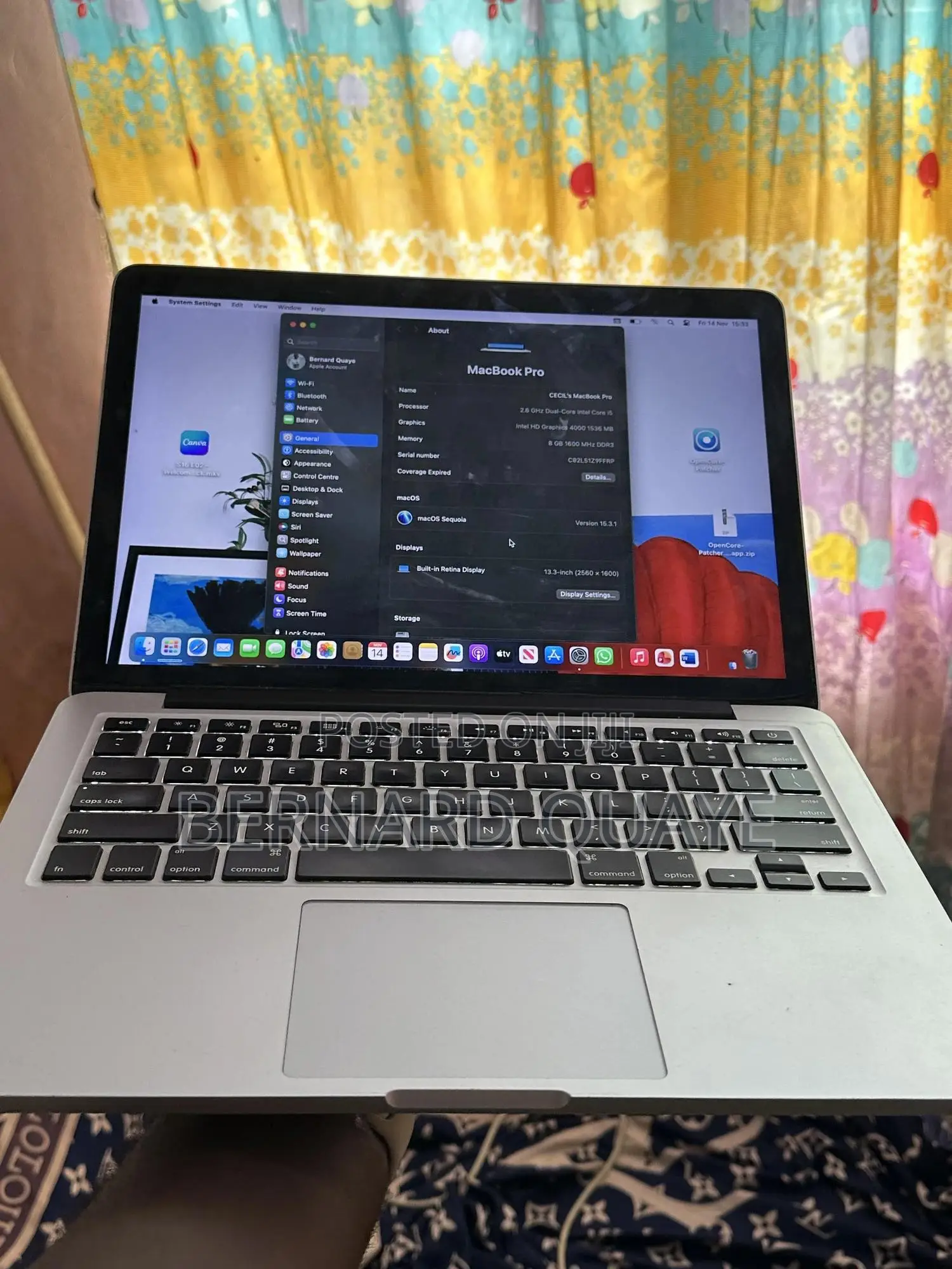 Laptop Apple MacBook Pro 8GB Intel Core I5 SSD 256GB