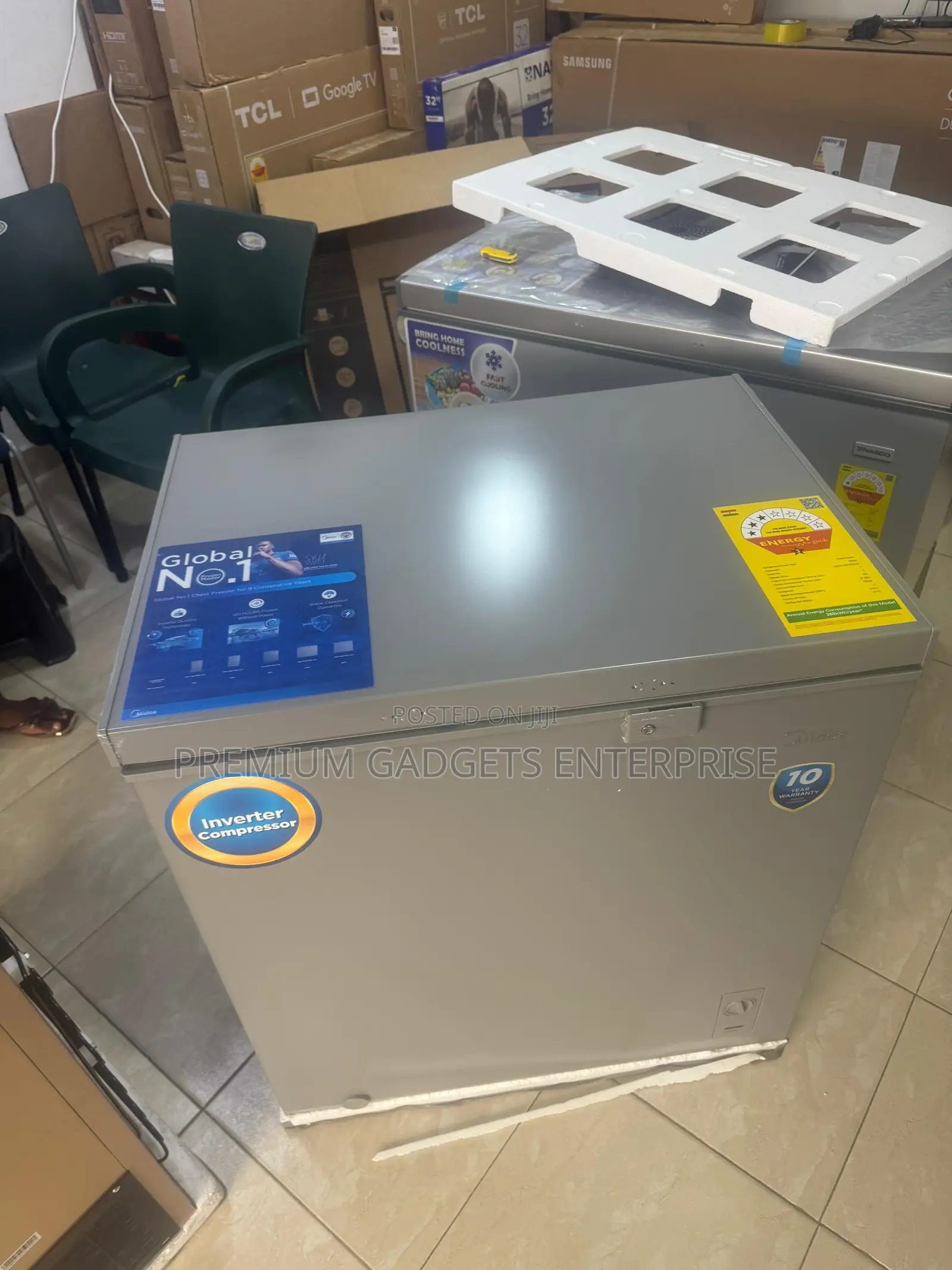 Midea Chest Freezer 198ltrs Grey Mdrc362fzg43d Inverter Quattro