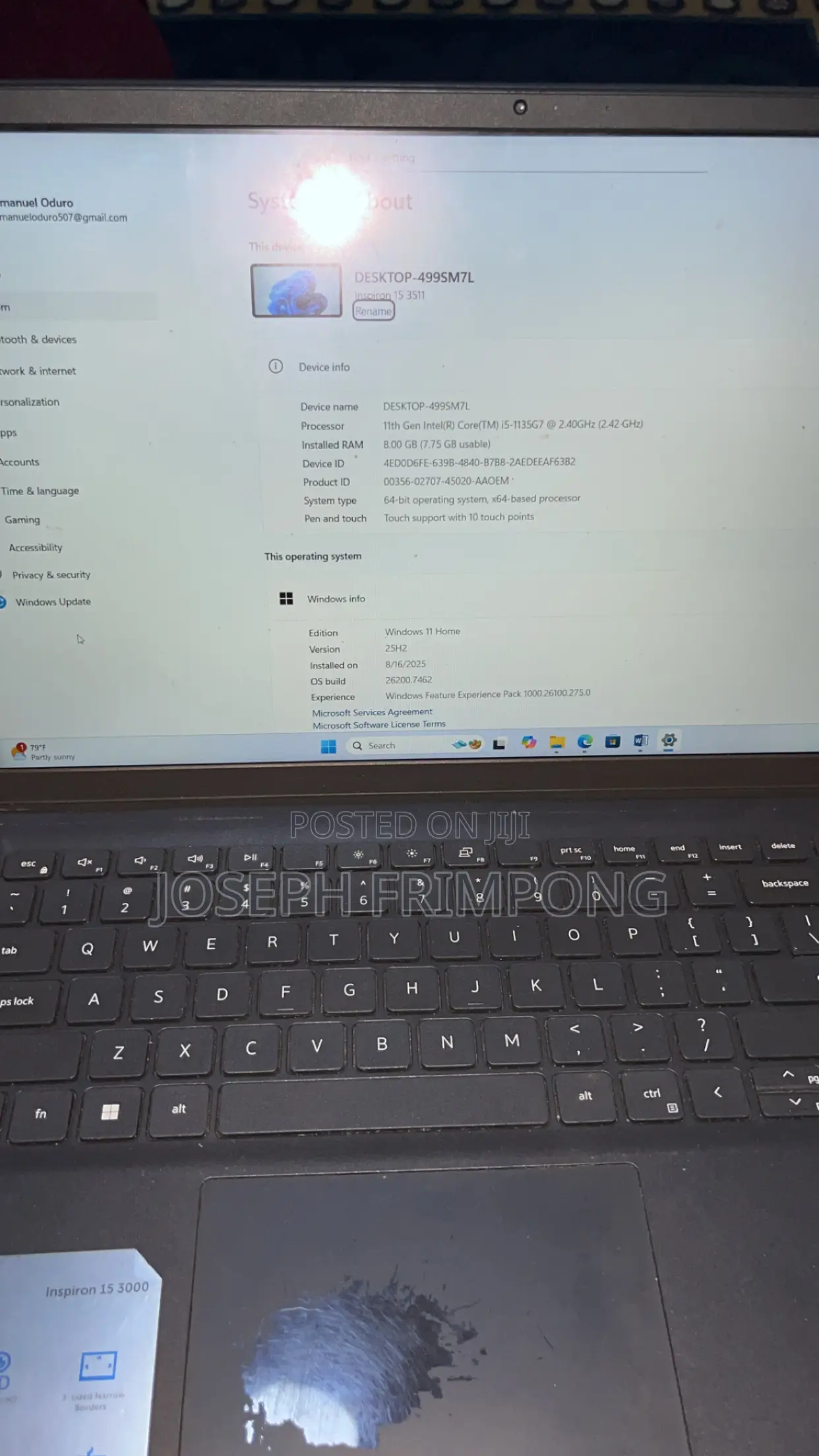 Laptop Dell Inspiron 15 8GB Intel Core i5 SSD 256GB