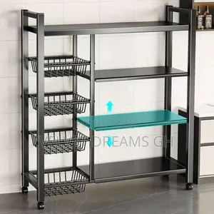 4 Tier Multi-Purpose Metal Storage Shelf With Basket Compartment