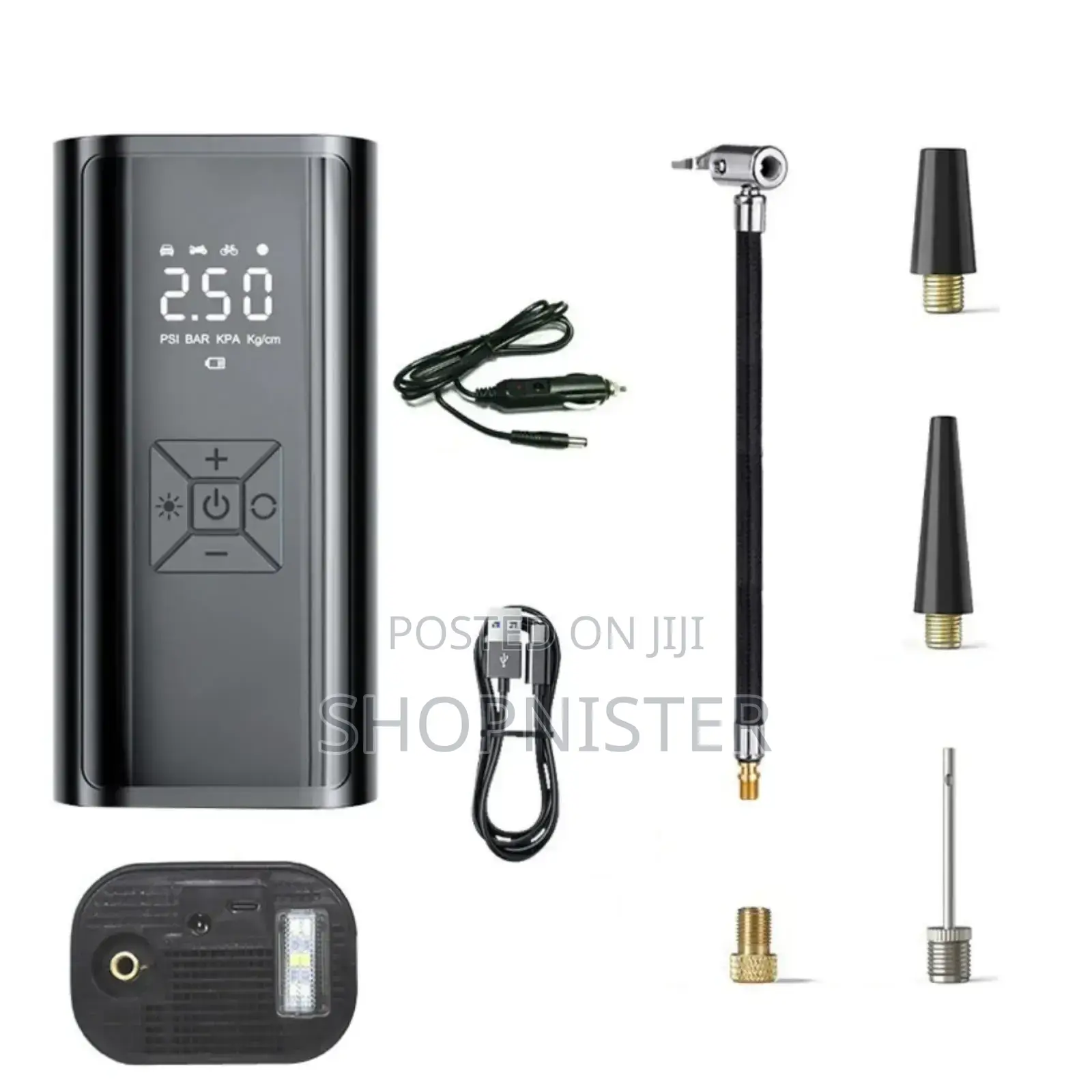 Portable Cordless Tyre in Car Pump With Led Light Power Bank