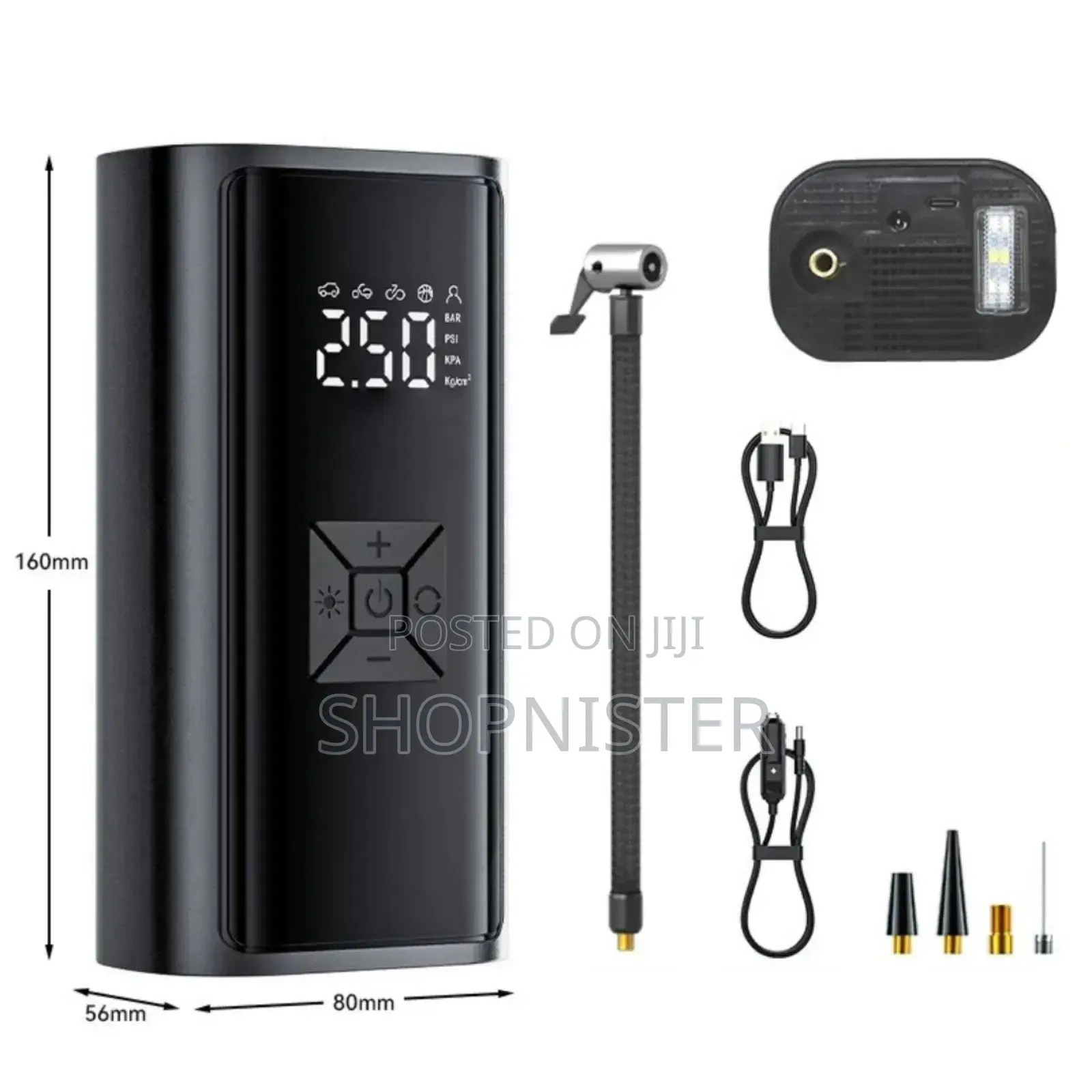 Portable Cordless Tyre in Car Pump With Led Light Power Bank