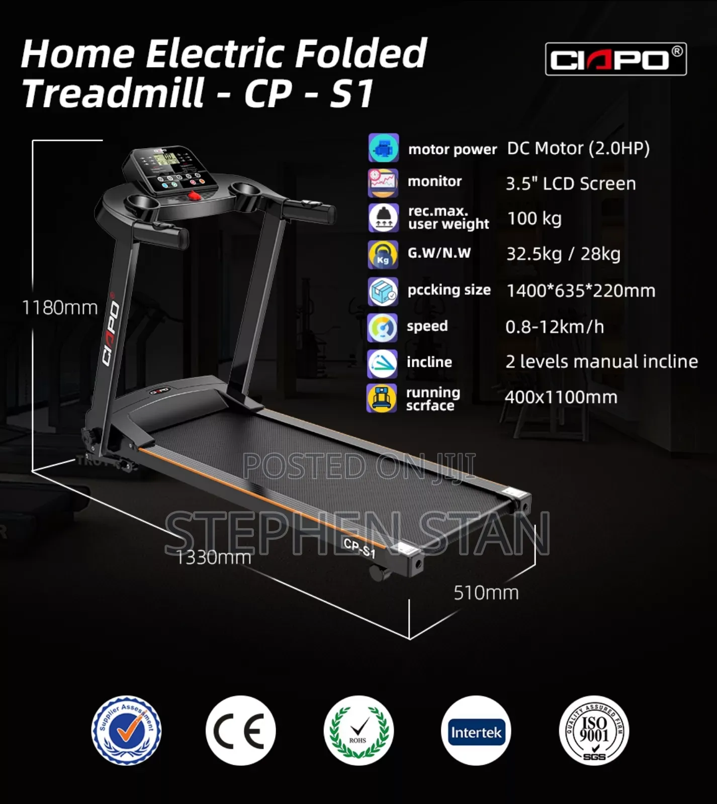 High Quality Smart Foldable Electric Treadmill for Home Fitness
