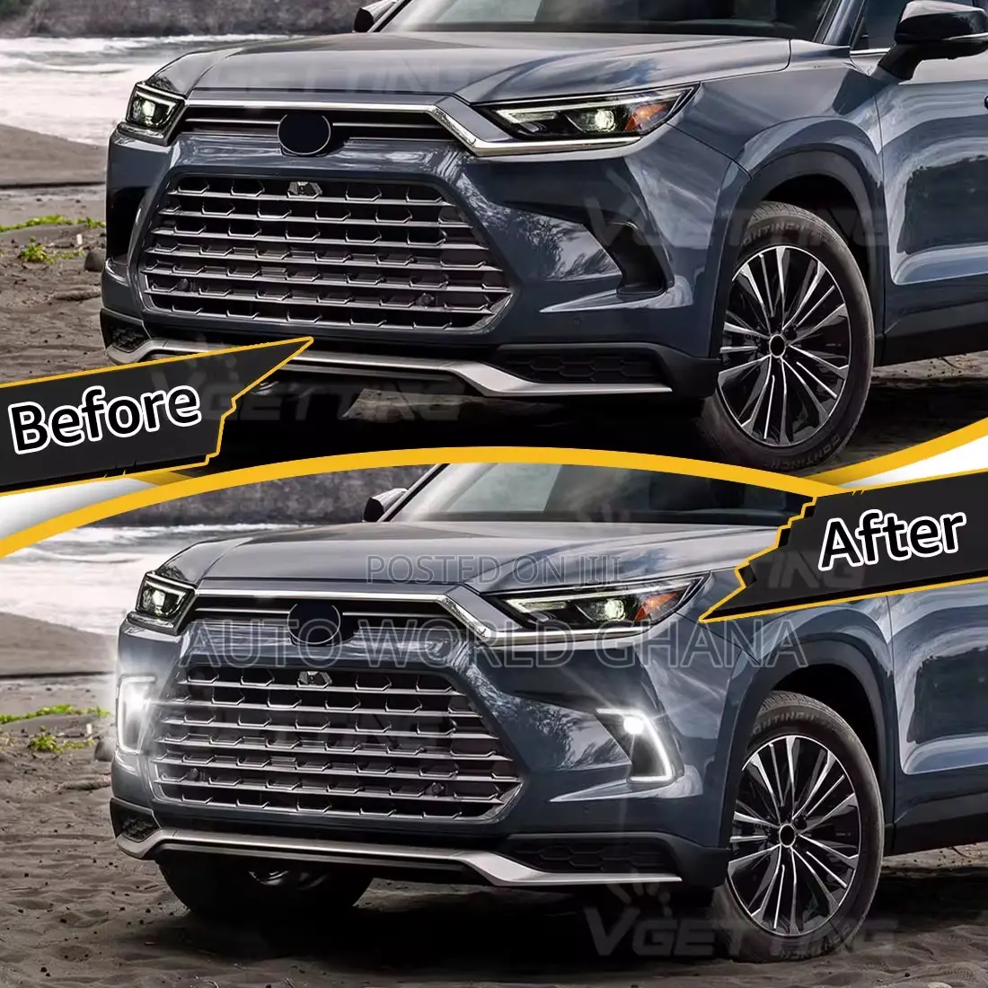 Toyota Highlander Grand 2024 2025 Led Fog Light Set With Covers