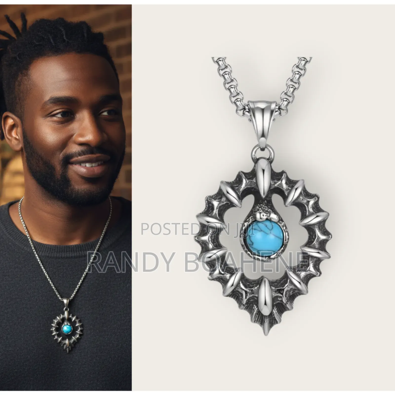 Blue Natural Stone Pendant Necklace