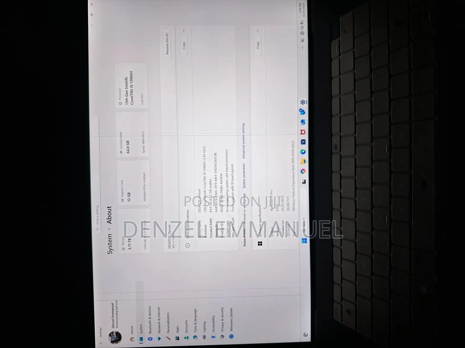 Laptop Dell 64GB Intel Core I9 SSD 4T