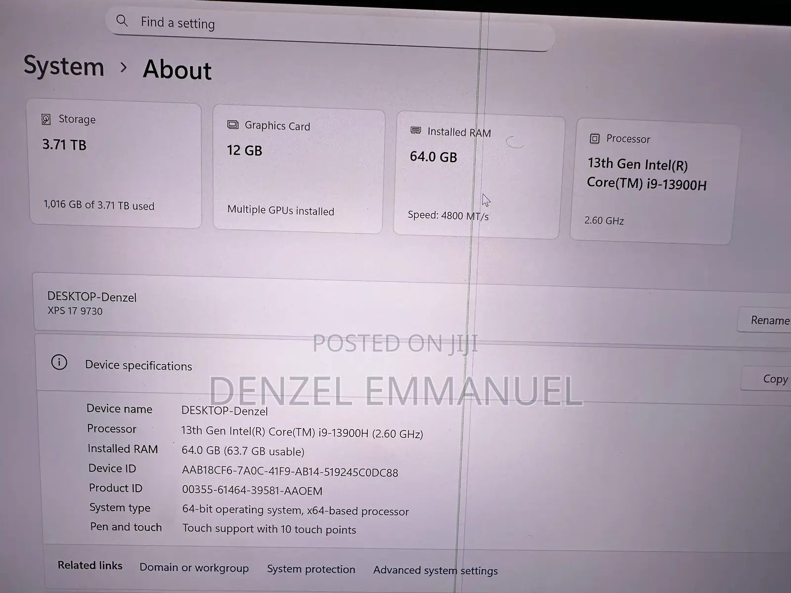 Laptop Dell 64GB Intel Core I9 SSD 4T