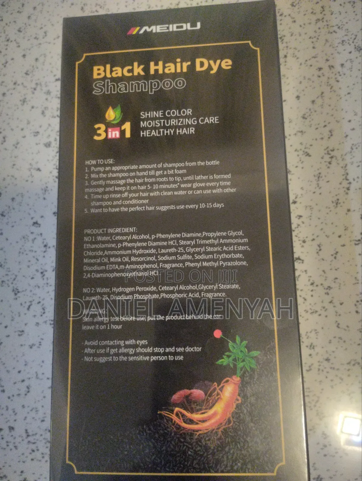 Original Black Hair Dye Shampoo 3 in 1