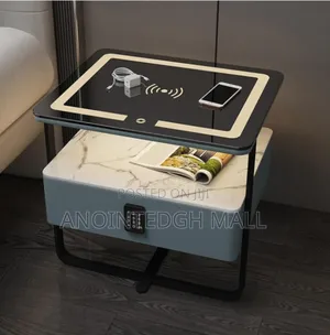 Smart Bedside Table With Wireless Charging And Led Light - Multicolor