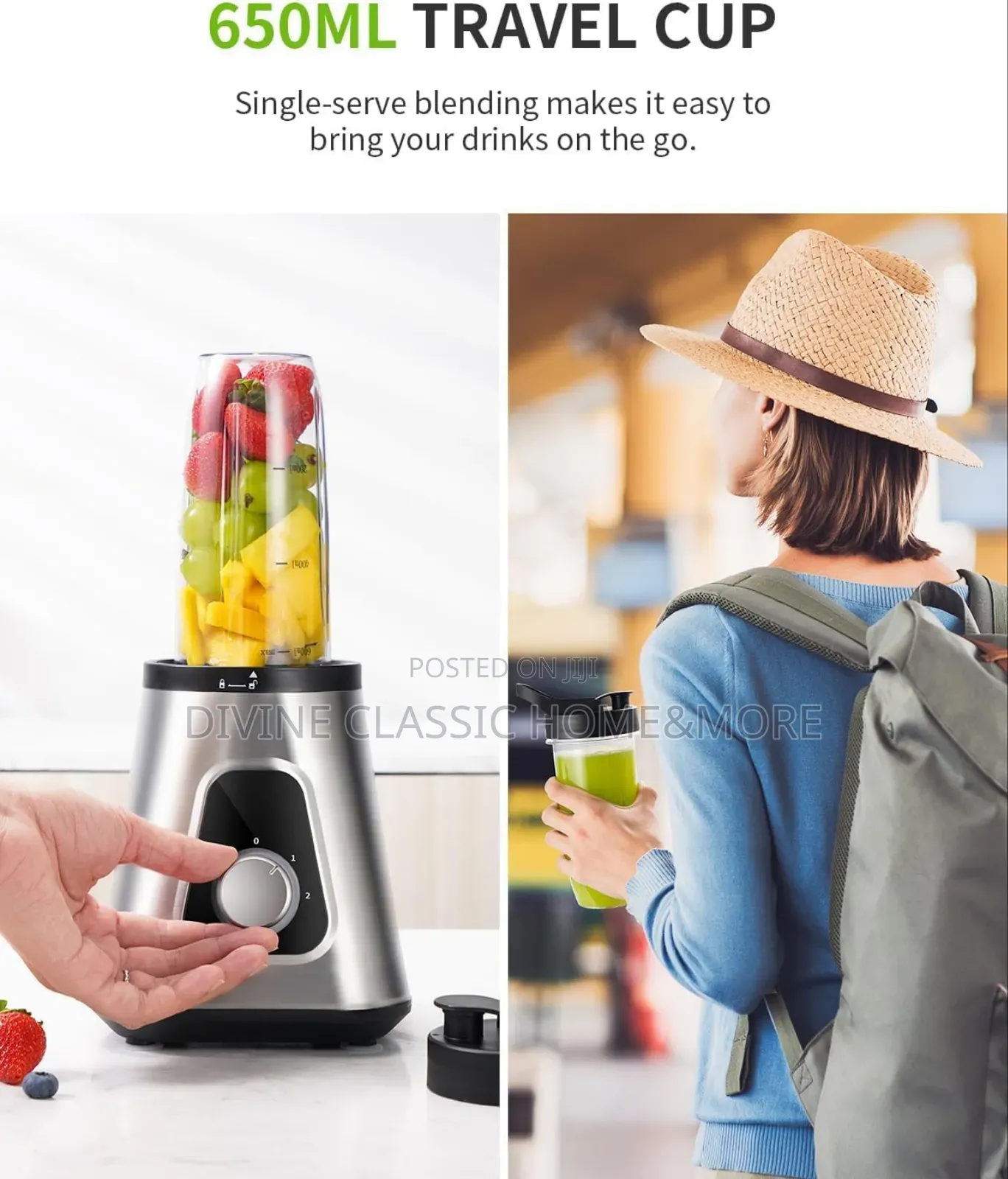 Gdor 1200w Blender 2 in 1 Smoothie Blender With 1.5l Glass Jug 650ml
