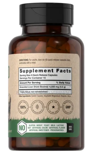 Grass Fed Beef Liver 4500mg Per Serving | 90 Capsules