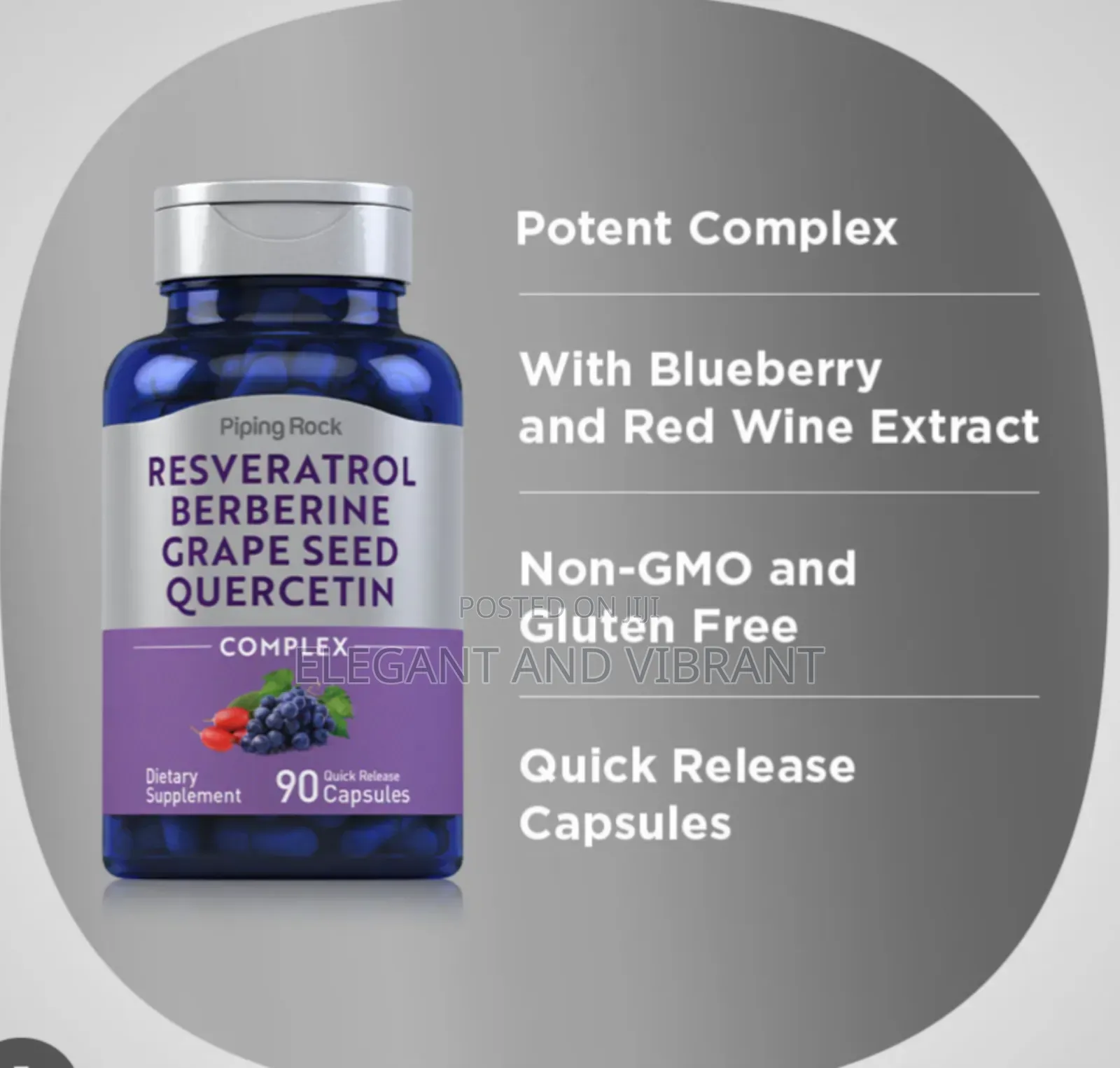 Resveratrol Berberine Grape Seed Quercetin 90 Quick Release Capsules