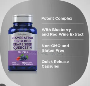Resveratrol Berberine Grape Seed Quercetin 90 Quick Release Capsules