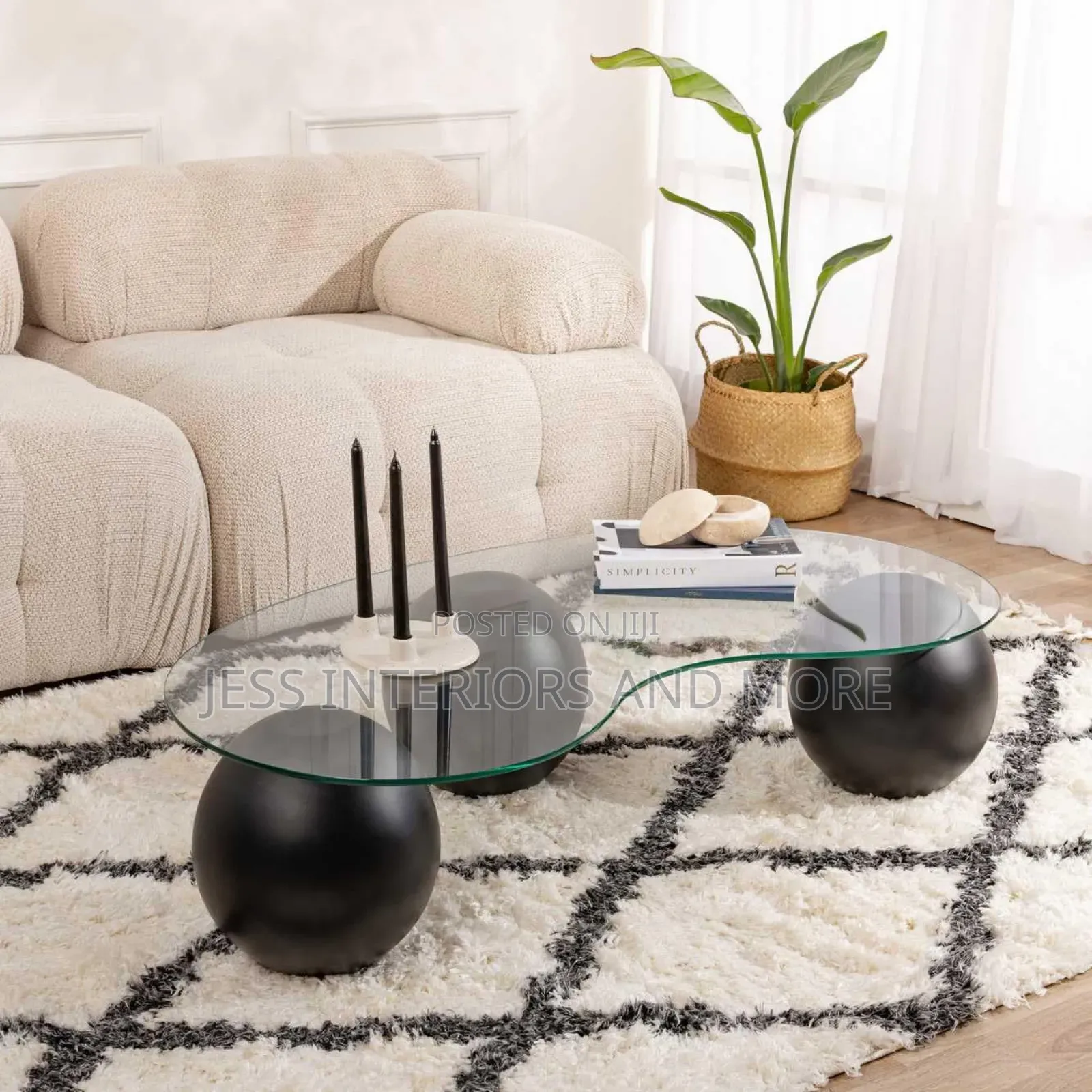 Center Table (Curved Glass )