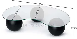 Center Table (Curved Glass )