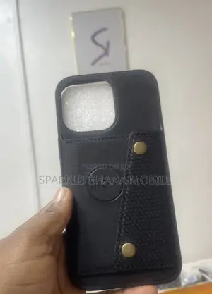 iPhone 14 Pro Max Faux Leather Wallet Phone Case (Black)