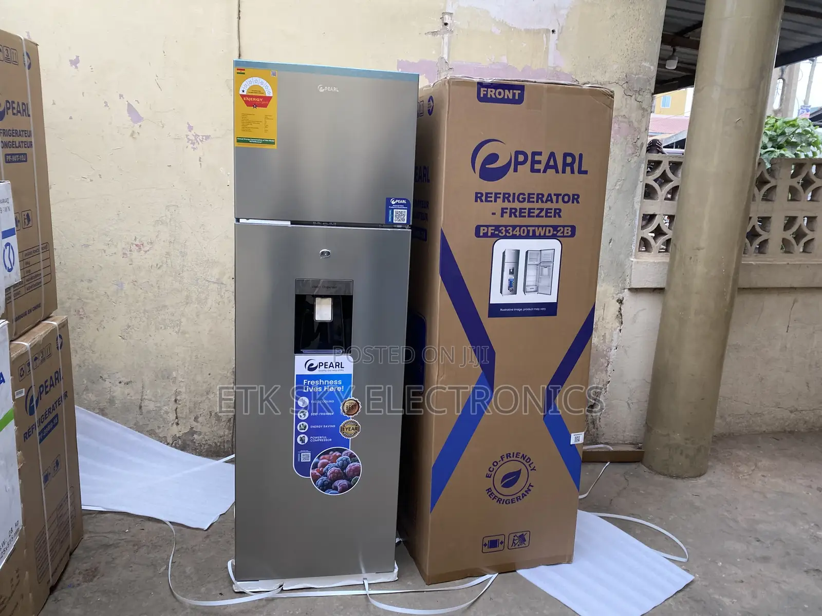 255liters Pearl Dispenser Double Door Fridge Pf-3340twd-2b