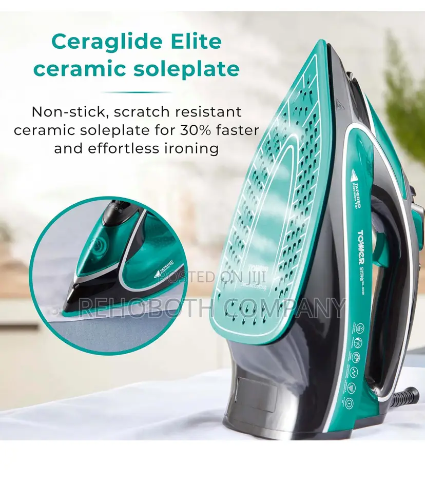 Tower T22026tl Ceraglide One Temperature Steam Iron With Ceramic