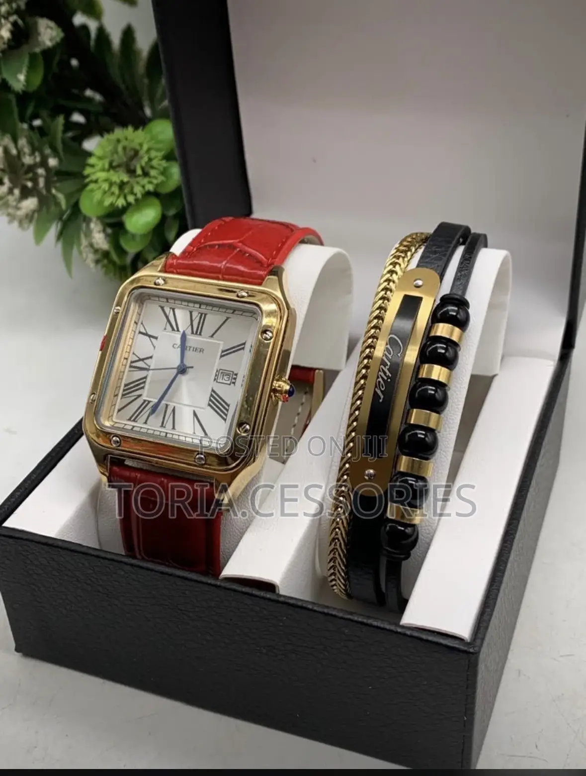 Cartier Vintage Leather Watch With Bracelet